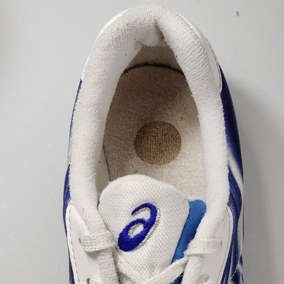 Asics Women's GN266 Track & Field White / Blue spikes running shoes Size 9.5 - Picture 6 of 11